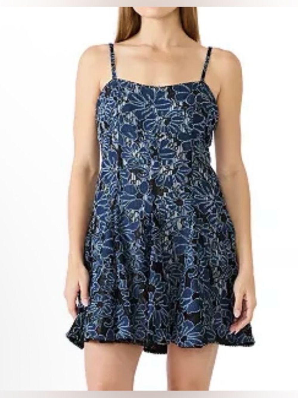 NWT size 4 Steve Madden Navy Floral Spaghetti-Strap Mini Dress. Gorgeous!